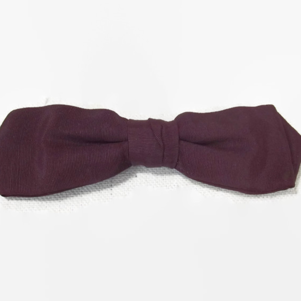 Vintage MCM Clip on Burgundy Bow Tie - Picture 6 of 8